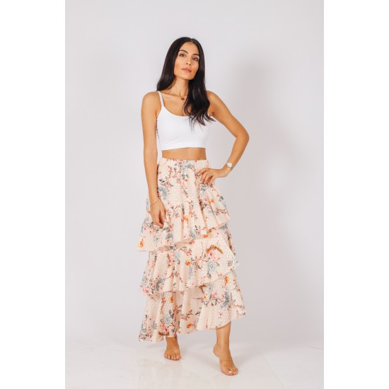 DESENLİ FIRFIRLI ETEK BOHO LOVES ELİF MISIRLI